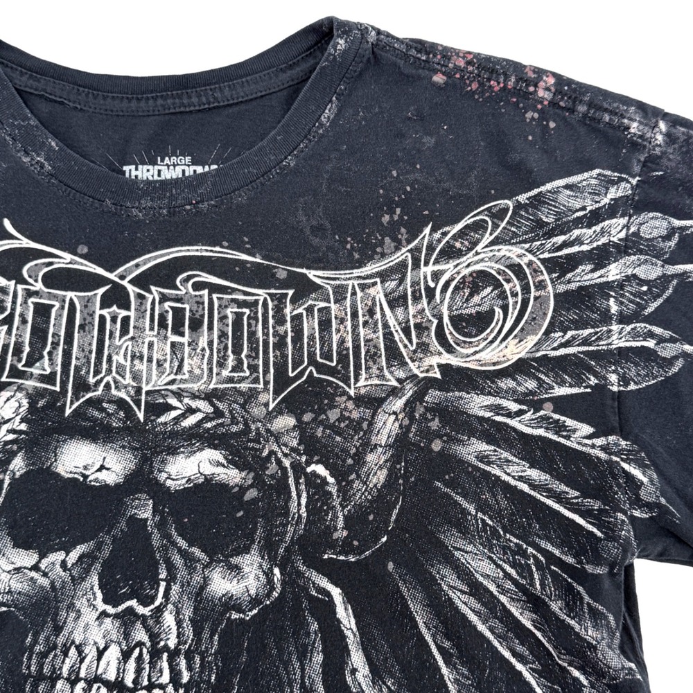 Throwdown Affliction T-Shirt Mens Large Black Excellent Skull Graphic MMA Tee